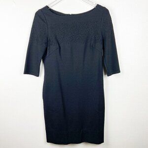 BETSEY JOHNSON | Black Boatneck 3/4 Sleeve Cutout Design Shift Dress 4